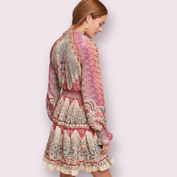 Anthropologie Siddhartha Bansal Dakota Peasant Dress Boho Printed Size Small - Picture 3 of 9
